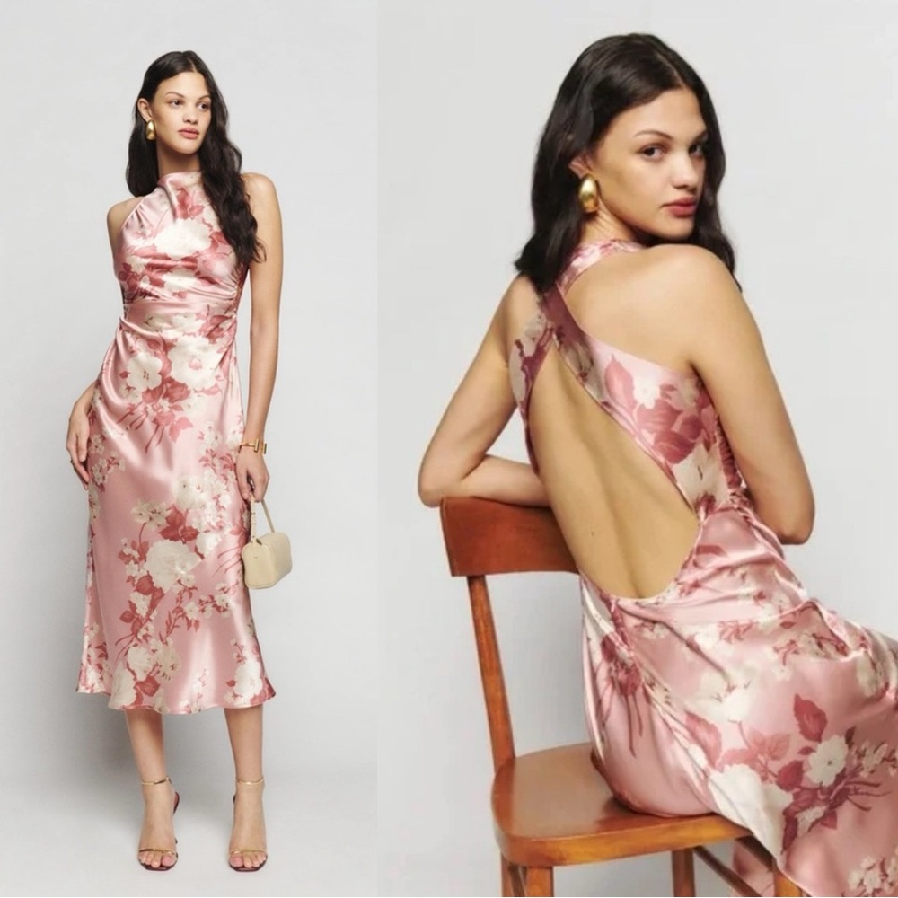 Reformation Cassette Pink Floral Midi Dress